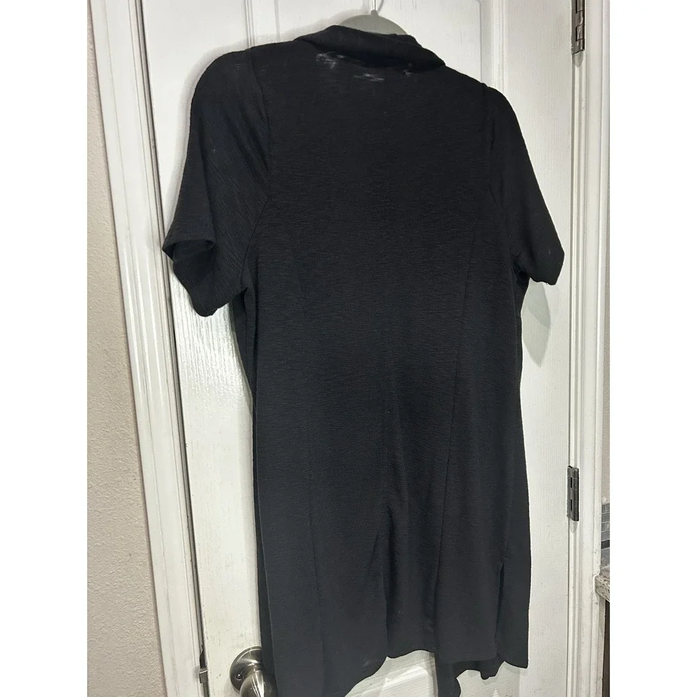 Laila Jayde Black Open Front Cardigan Short Sleeve Textured Knit NWT Basic - Picture 4 of 5